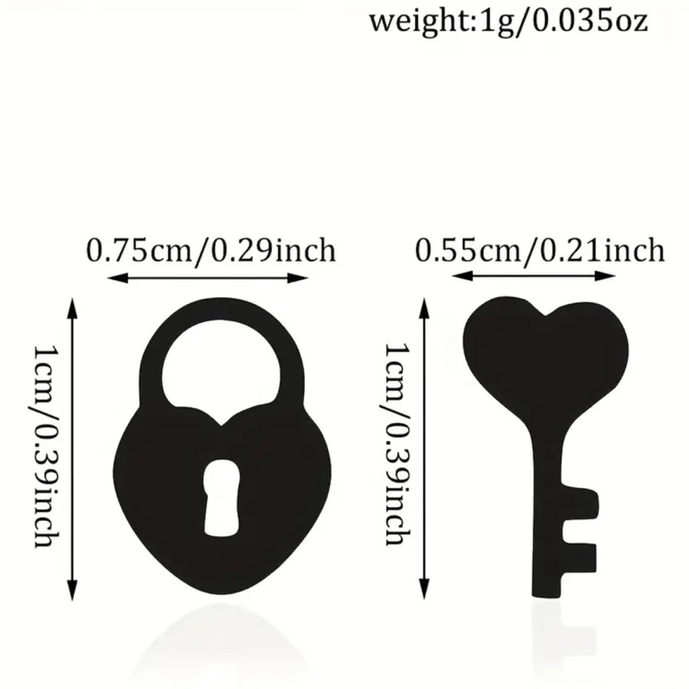 Black Stainless Steel Heart Lock and Key Earrings - Picture 2 of 2